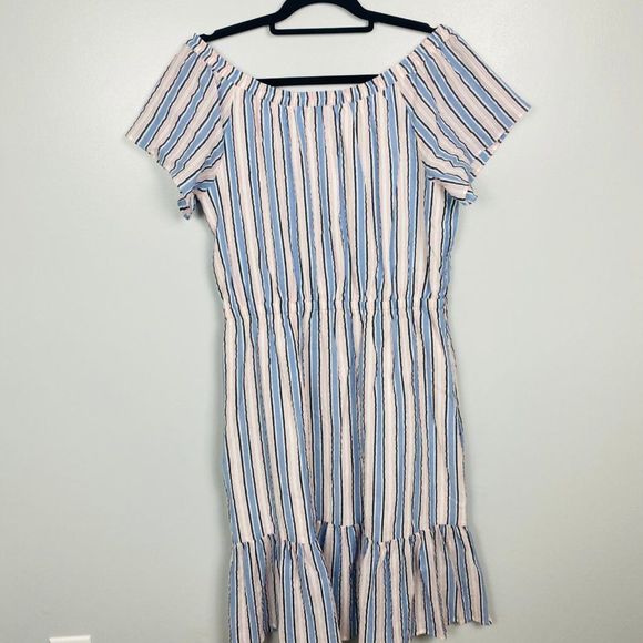 J. Crew Striped Off the Shoulder Peasant Dress Size Large - Picture 9 of 9
